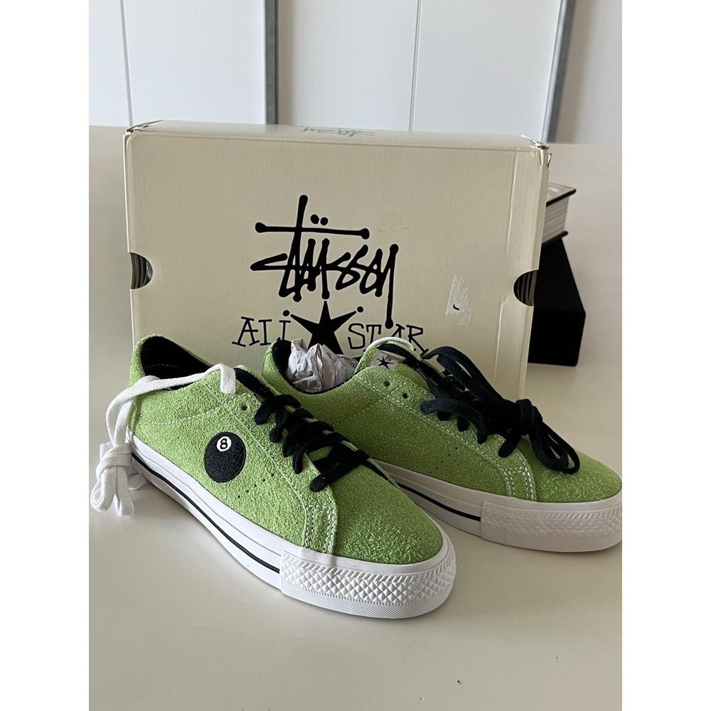 Converse One Star Pro Ox Stussy 8-Ball Green Flash Mens 7 Sneakers Women's 8.5
